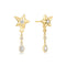 Gold Sparkling Star Drop Stud Earrings